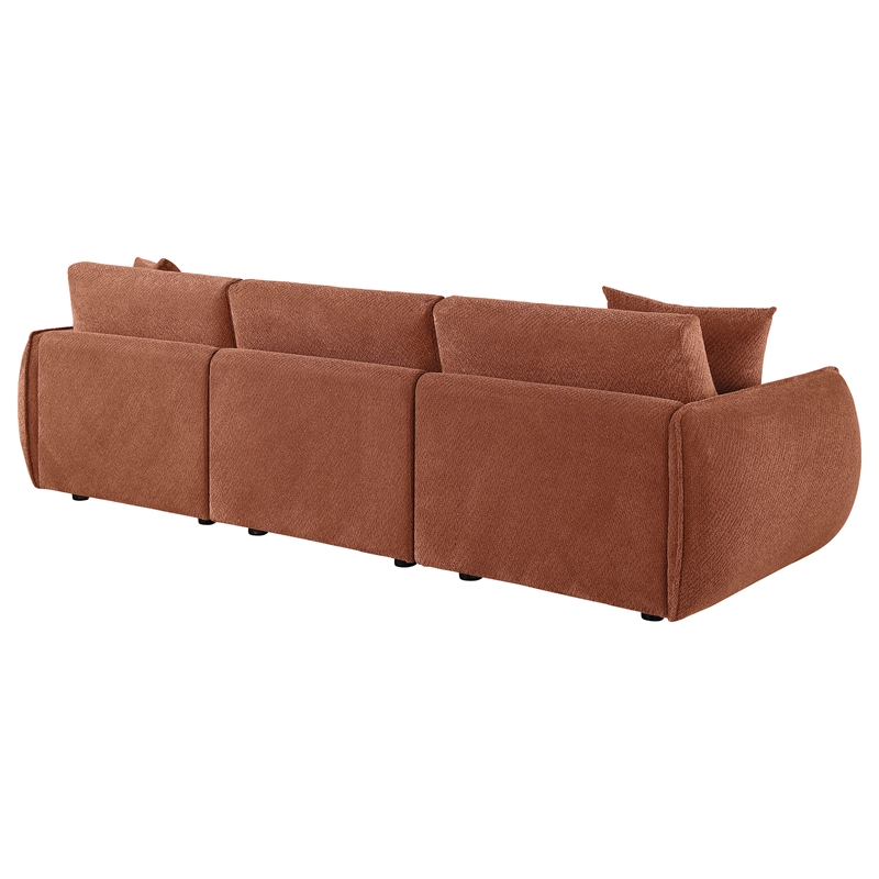 Pemberly Row Chenille Upholstered Modular Lounge Sofa in Coral