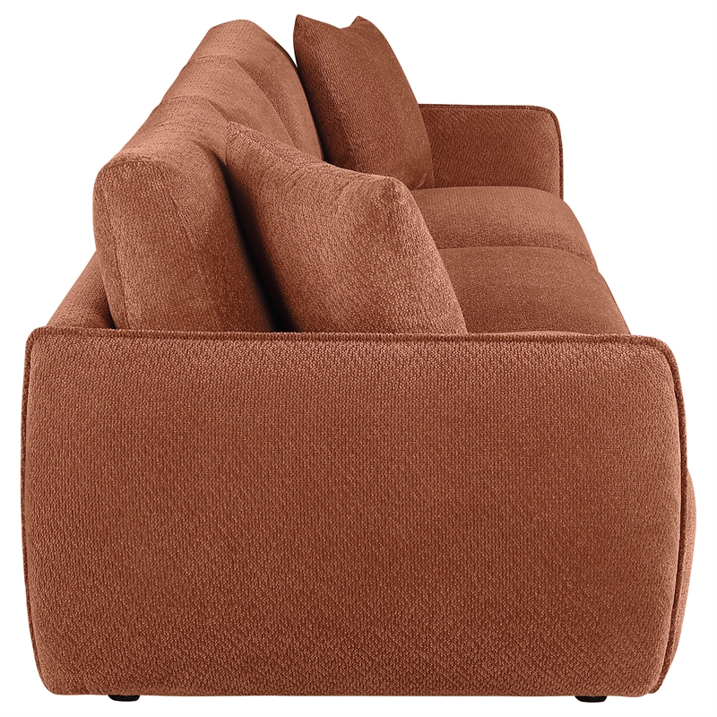 Pemberly Row Chenille Upholstered Modular Lounge Sofa in Coral