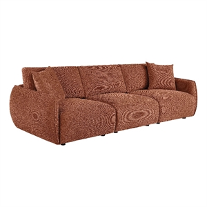 Pemberly Row Chenille Upholstered Modular Lounge Sofa in Coral