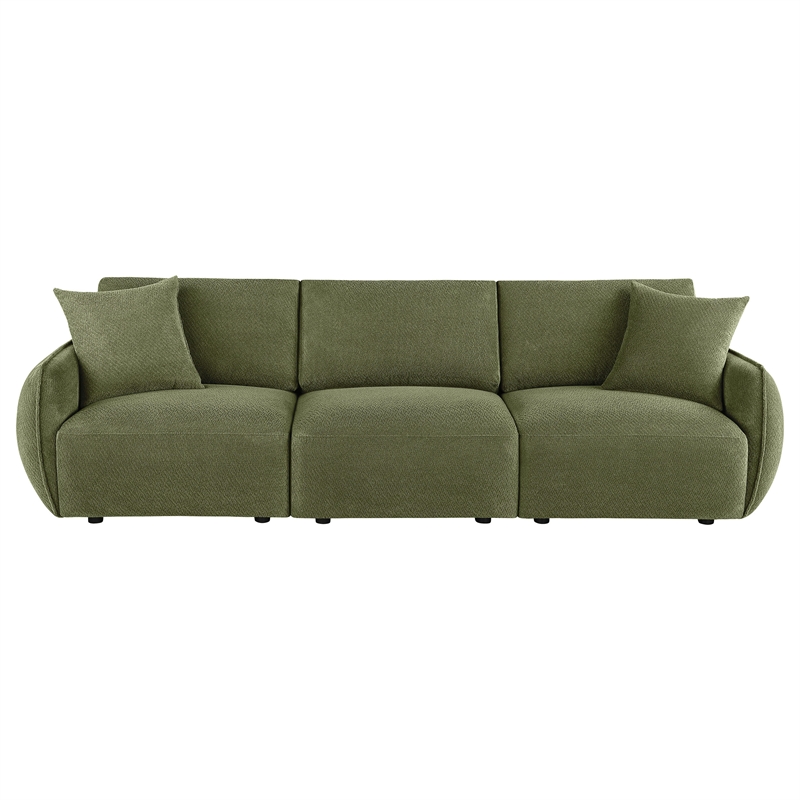 Pemberly Row Chenille Upholstered Modular Lounge Sofa in Green