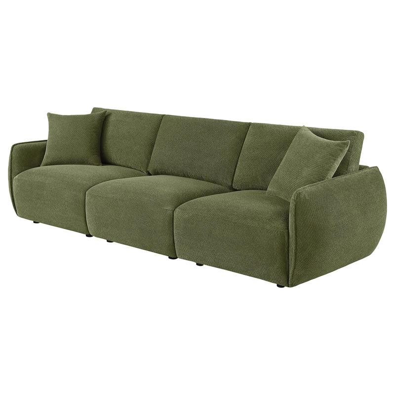 Pemberly Row Chenille Upholstered Modular Lounge Sofa in Green