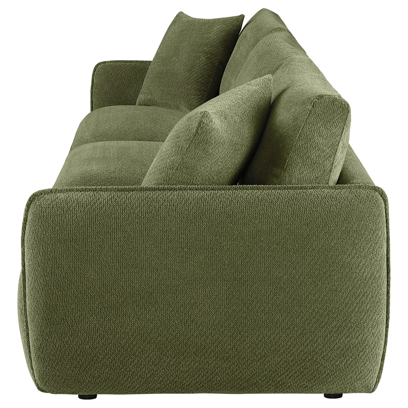 Pemberly Row Chenille Upholstered Modular Lounge Sofa in Green