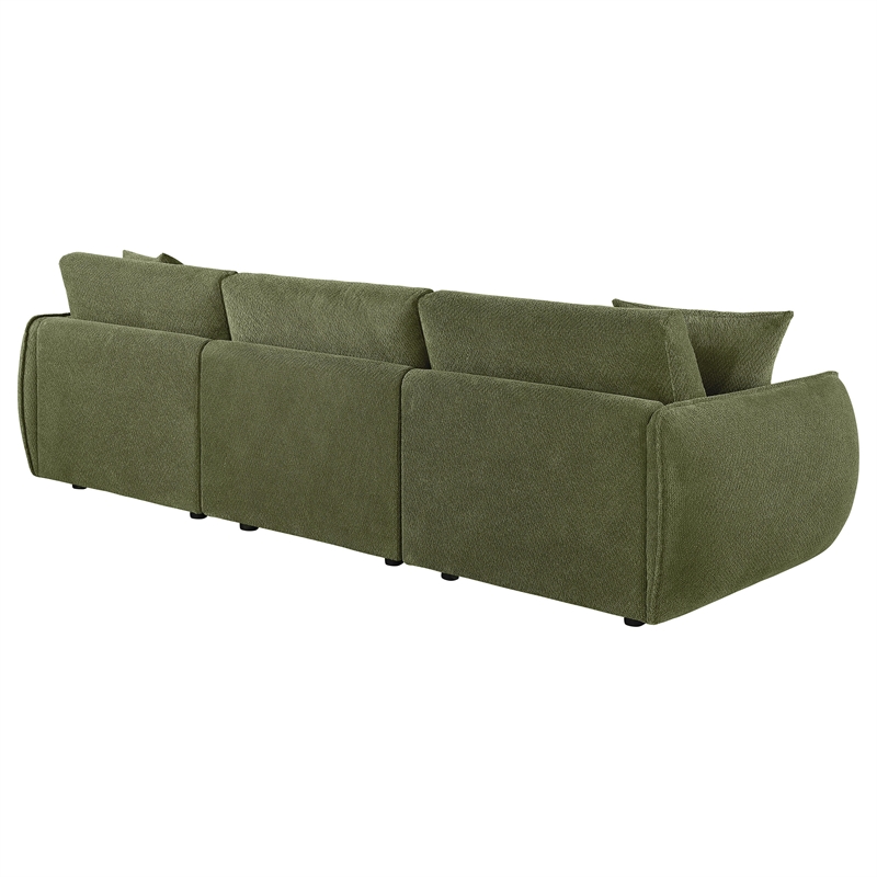 Pemberly Row Chenille Upholstered Modular Lounge Sofa in Green