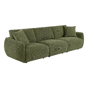 Pemberly Row Chenille Upholstered Modular Lounge Sofa in Green