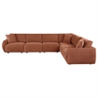Pemberly Row 6-piece Chenille Upholstered Modular Sectional Sofa in Coral