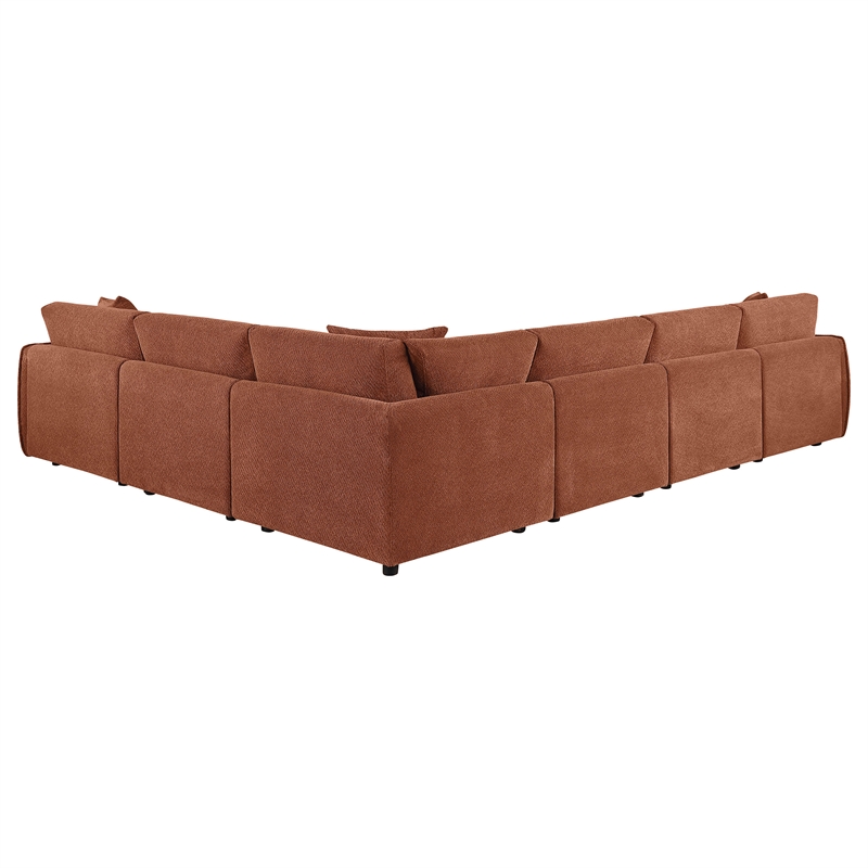 Pemberly Row 6-piece Chenille Upholstered Modular Sectional Sofa in Coral