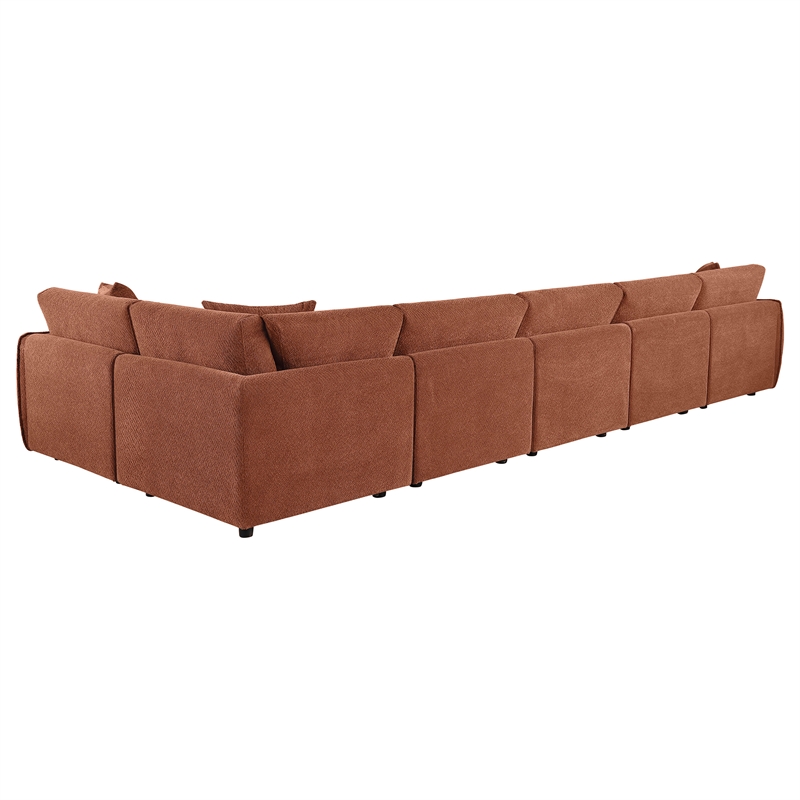 Pemberly Row 6-piece Chenille Upholstered Modular Sectional Sofa in Coral