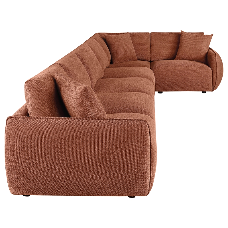 Pemberly Row 6-piece Chenille Upholstered Modular Sectional Sofa in Coral