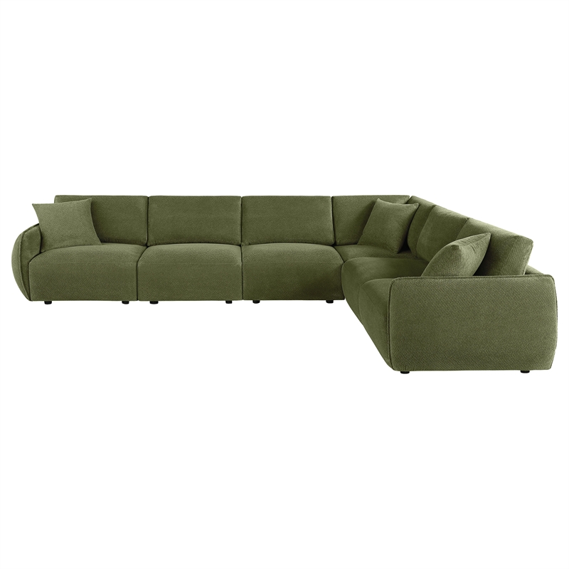 Pemberly Row 6-Piece Chenille Upholstered Modular Sectional Sofa in Green