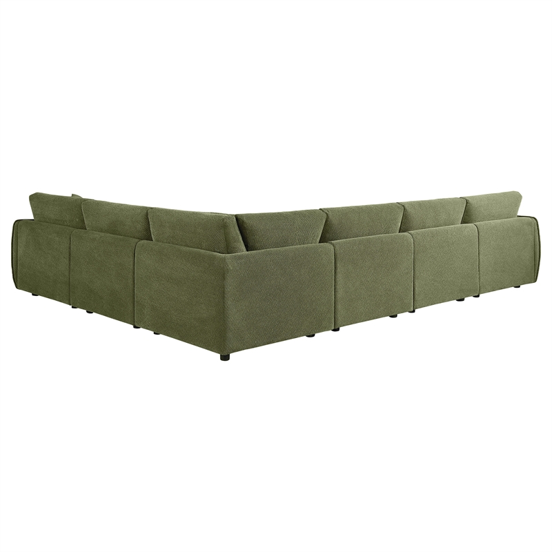 Pemberly Row 6-Piece Chenille Upholstered Modular Sectional Sofa in Green
