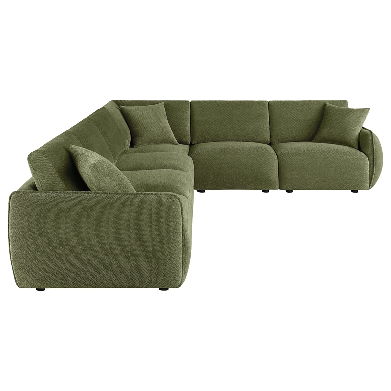 Pemberly Row 6-Piece Chenille Upholstered Modular Sectional Sofa in Green
