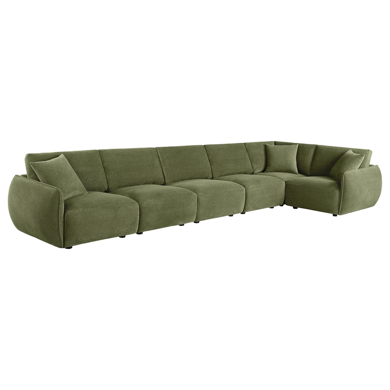 Pemberly Row 6-Piece Chenille Upholstered Modular Sectional Sofa in Green