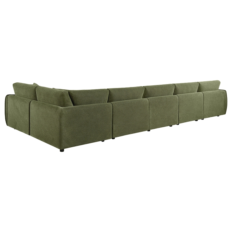Pemberly Row 6-Piece Chenille Upholstered Modular Sectional Sofa in Green