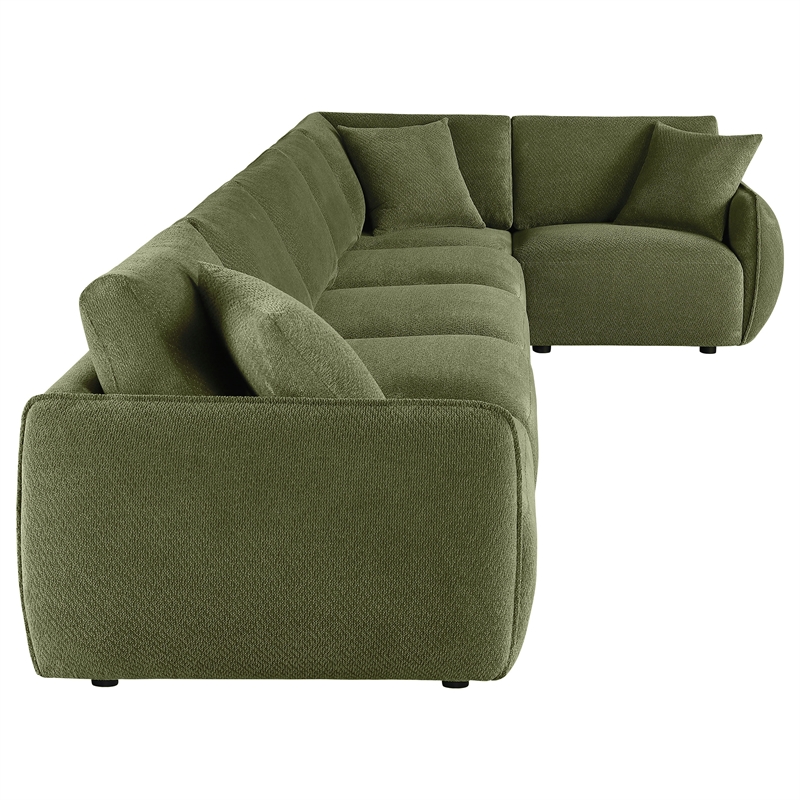 Pemberly Row 6-Piece Chenille Upholstered Modular Sectional Sofa in Green