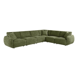 Pemberly Row 6-Piece Chenille Upholstered Modular Sectional Sofa in Green