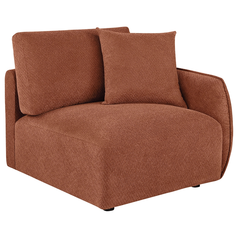 Pemberly Row 5-Piece Chenille Upholstered Modular Sectional Sofa in Coral