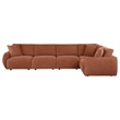 Pemberly Row 5-Piece Chenille Upholstered Modular Sectional Sofa in Coral