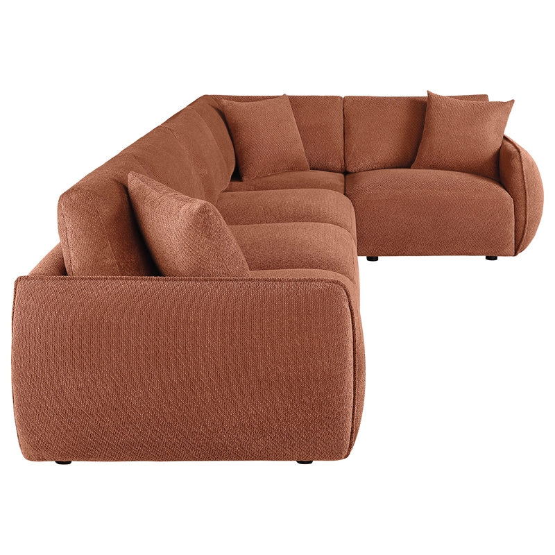 Pemberly Row 5-Piece Chenille Upholstered Modular Sectional Sofa in Coral