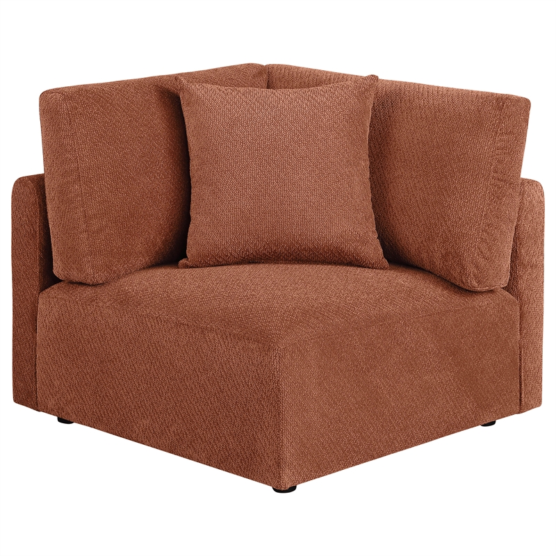 Pemberly Row 5-Piece Chenille Upholstered Modular Sectional Sofa in Coral