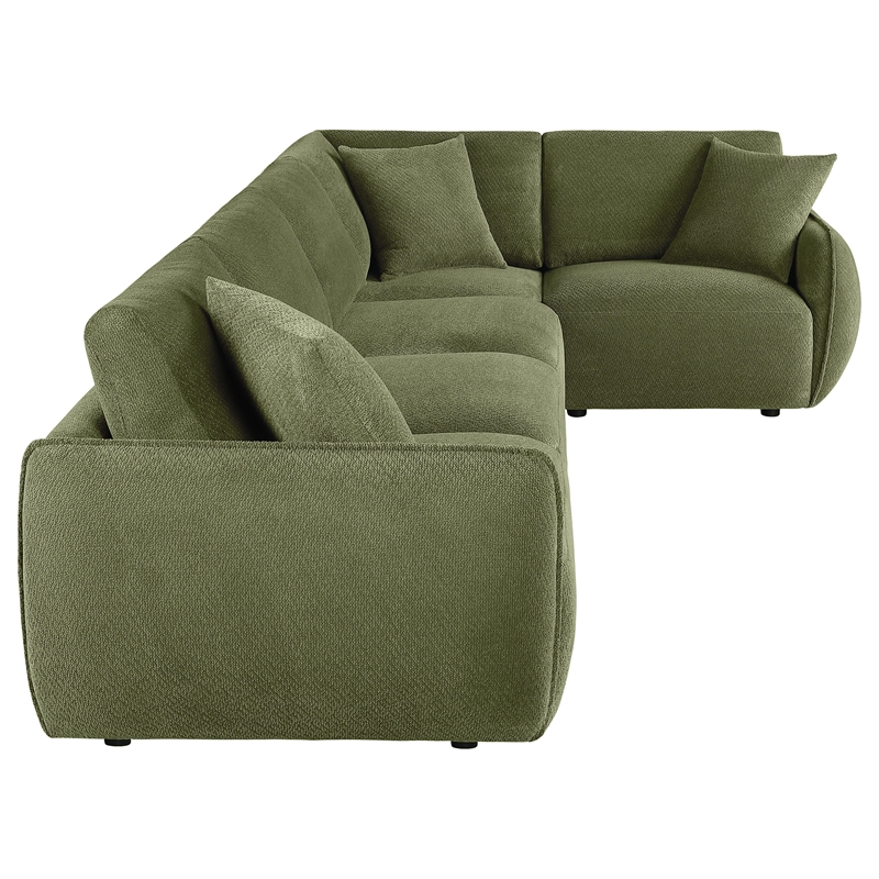 Pemberly Row 5-Piece Chenille Upholstered Modular Sectional Sofa in Green
