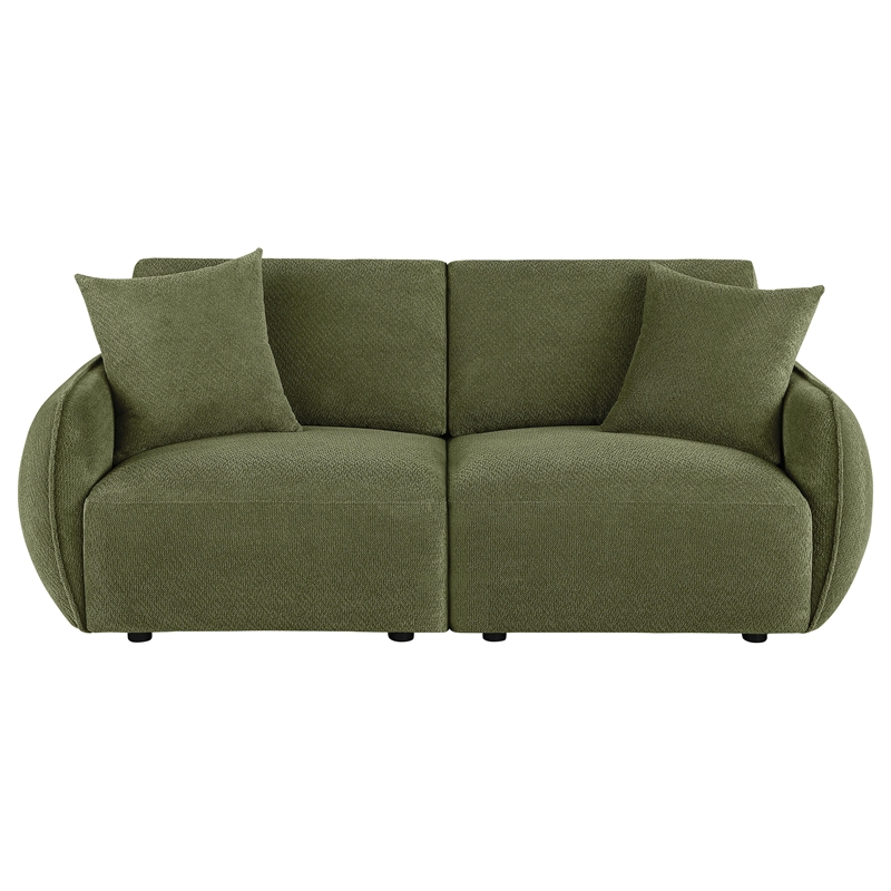 Pemberly Row Chenille Upholstered Modular Lounge Loveseat in Green