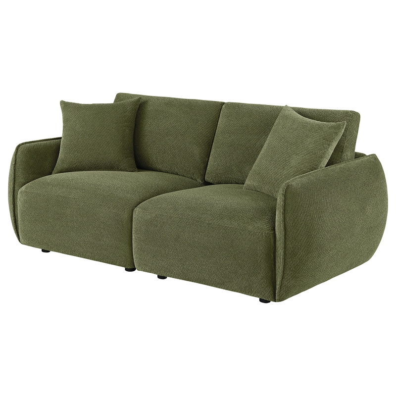 Pemberly Row Chenille Upholstered Modular Lounge Loveseat in Green