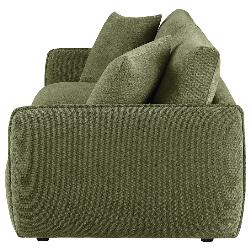 Pemberly Row Chenille Upholstered Modular Lounge Loveseat in Green