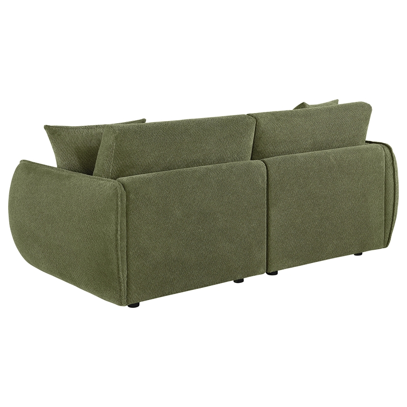 Pemberly Row Chenille Upholstered Modular Lounge Loveseat in Green
