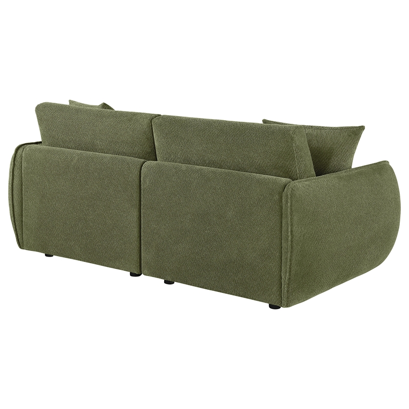 Pemberly Row Chenille Upholstered Modular Lounge Loveseat in Green