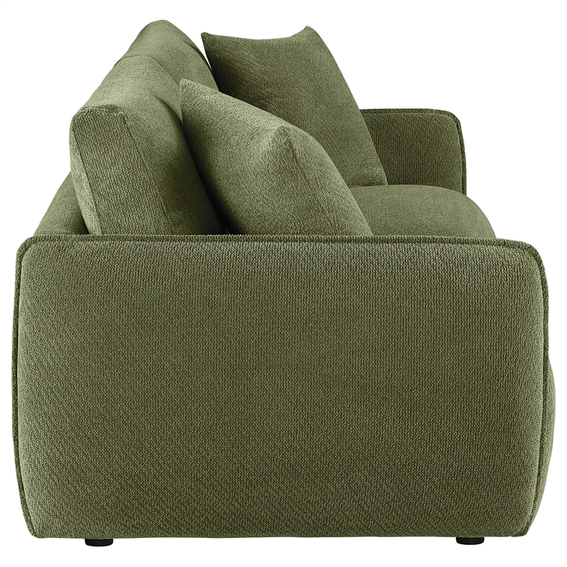 Pemberly Row Chenille Upholstered Modular Lounge Loveseat in Green