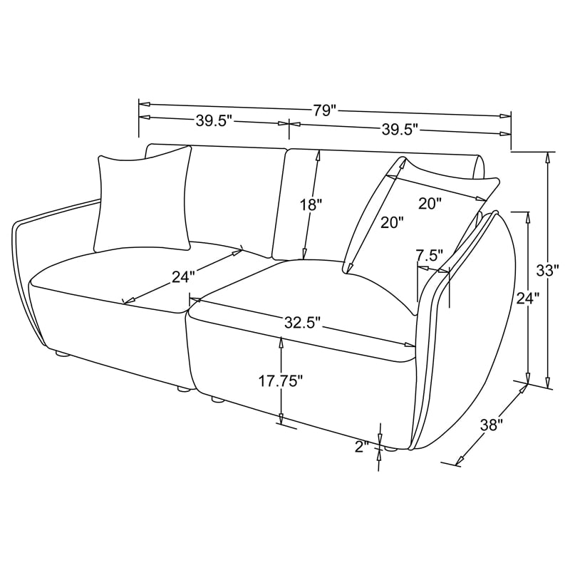 Pemberly Row Chenille Upholstered Modular Lounge Loveseat in Green