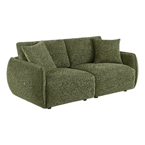 Pemberly Row Chenille Upholstered Modular Lounge Loveseat in Green