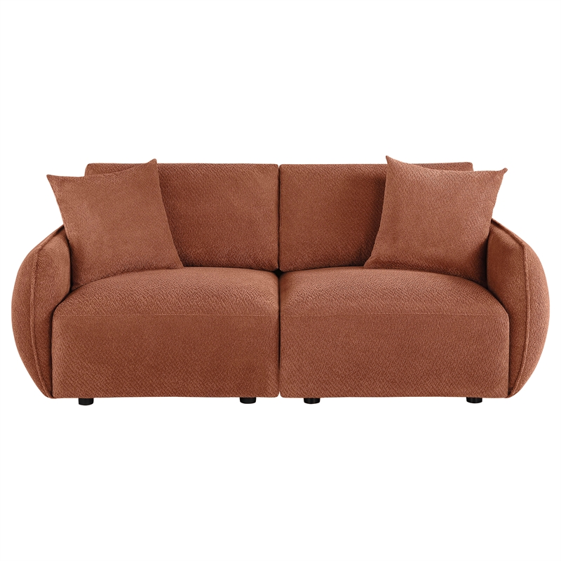 Pemberly Row Chenille Upholstered Modular Lounge Loveseat in Coral