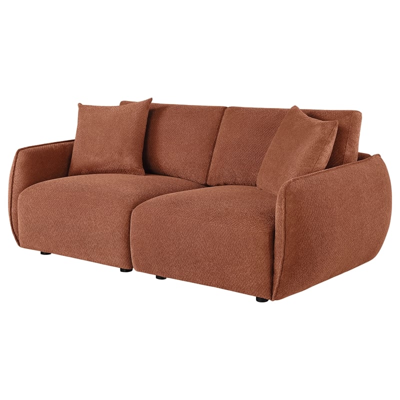 Pemberly Row Chenille Upholstered Modular Lounge Loveseat in Coral