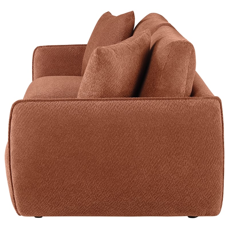 Pemberly Row Chenille Upholstered Modular Lounge Loveseat in Coral