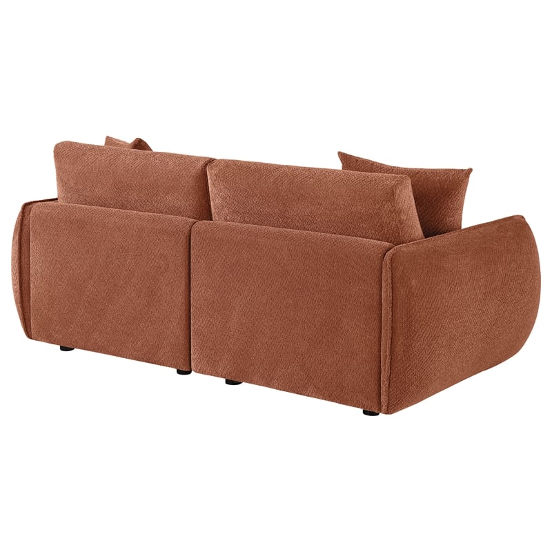 Pemberly Row Chenille Upholstered Modular Lounge Loveseat in Coral