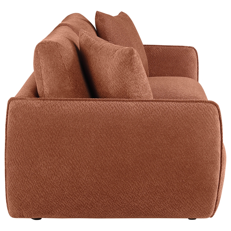 Pemberly Row Chenille Upholstered Modular Lounge Loveseat in Coral