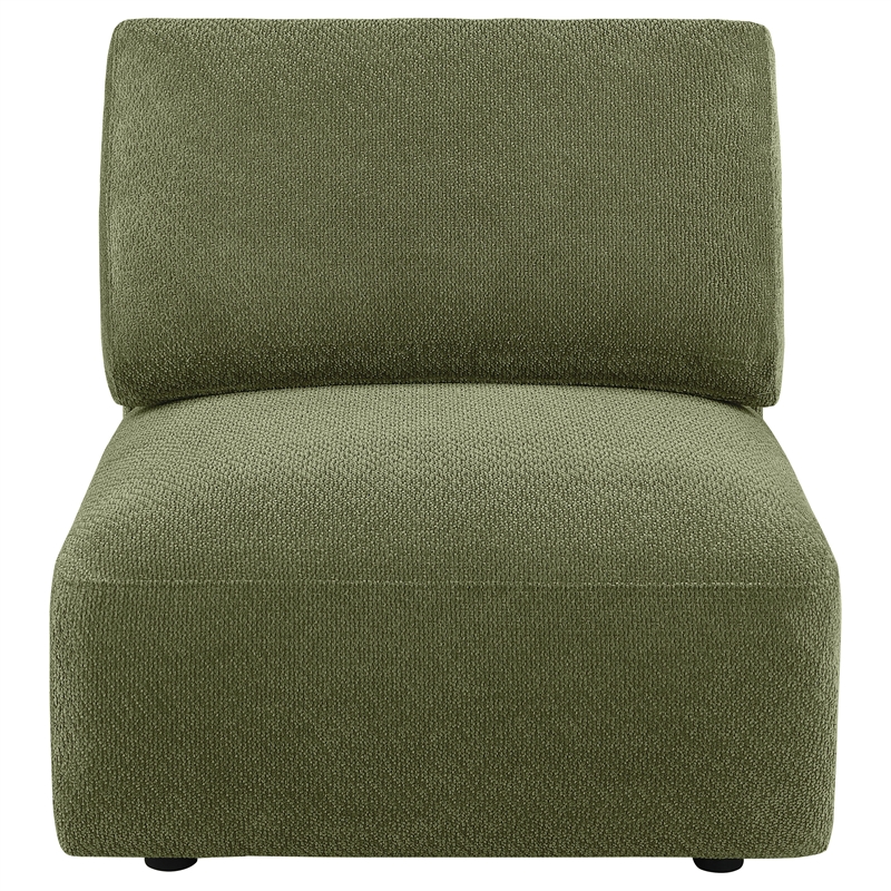 Pemberly Row Chenille Upholstered Modular Armless Chair in Green