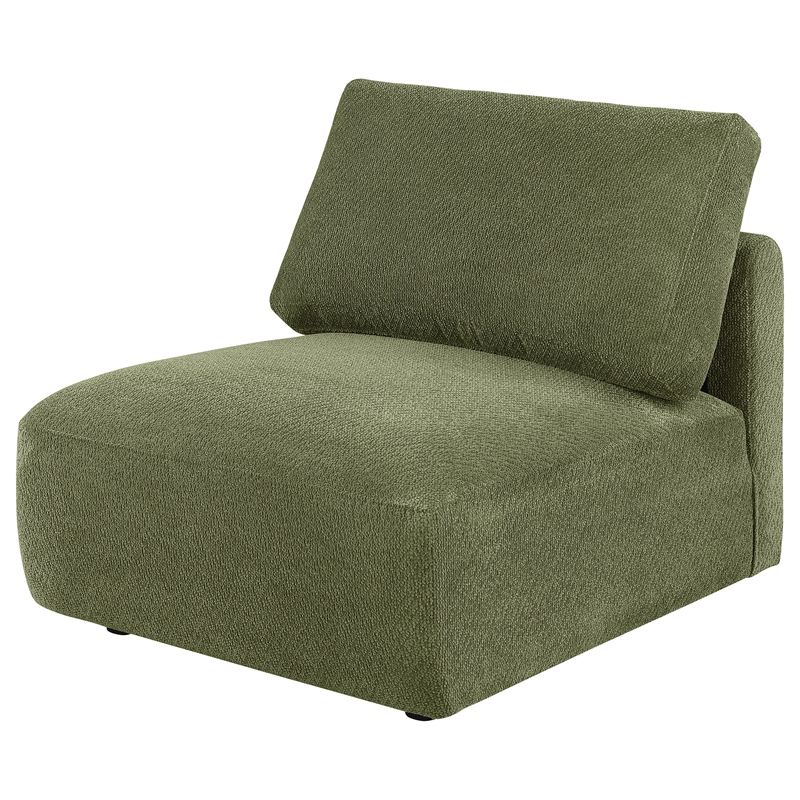 Pemberly Row Chenille Upholstered Modular Armless Chair in Green