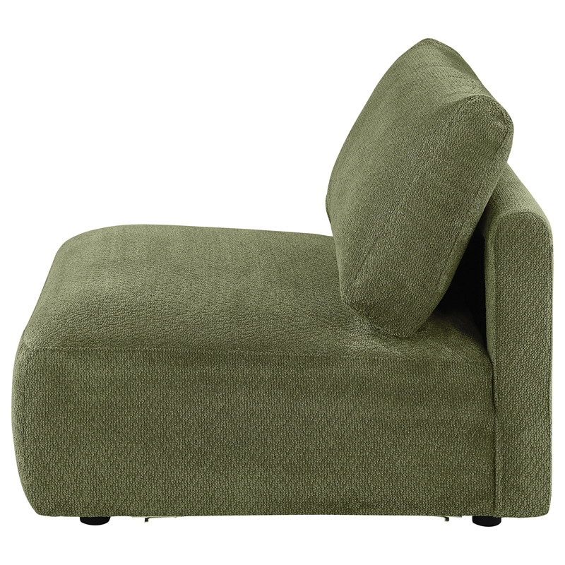 Pemberly Row Chenille Upholstered Modular Armless Chair in Green