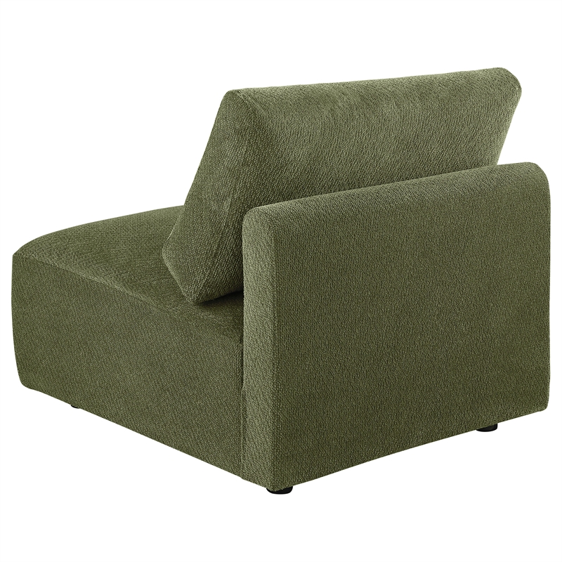 Pemberly Row Chenille Upholstered Modular Armless Chair in Green
