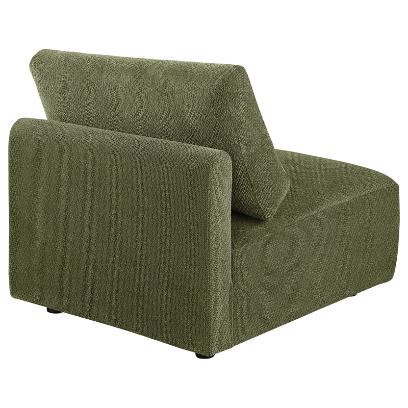 Pemberly Row Chenille Upholstered Modular Armless Chair in Green