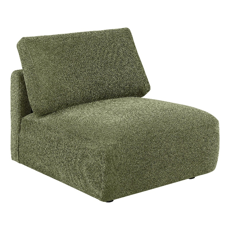 Pemberly Row Chenille Upholstered Modular Armless Chair in Green