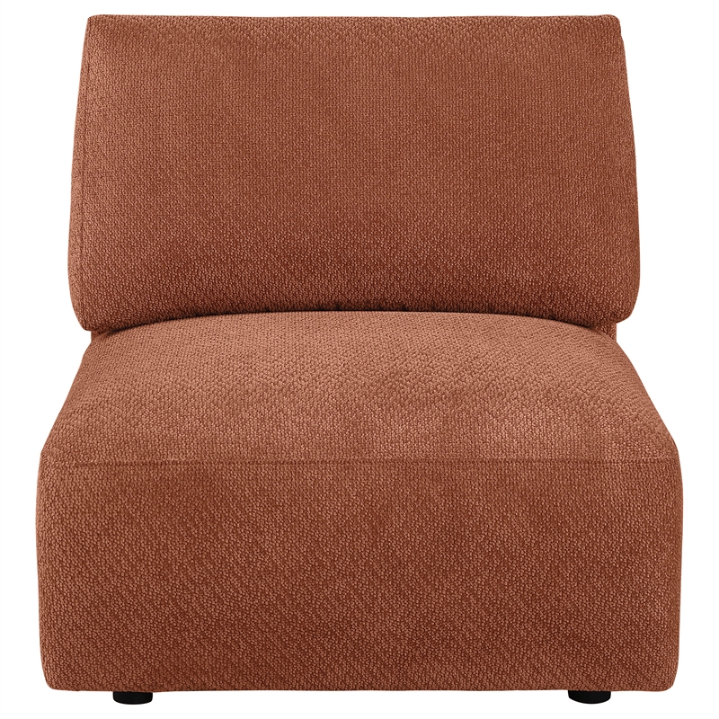 Pemberly Row Chenille Upholstered Modular Armless Chair in Coral