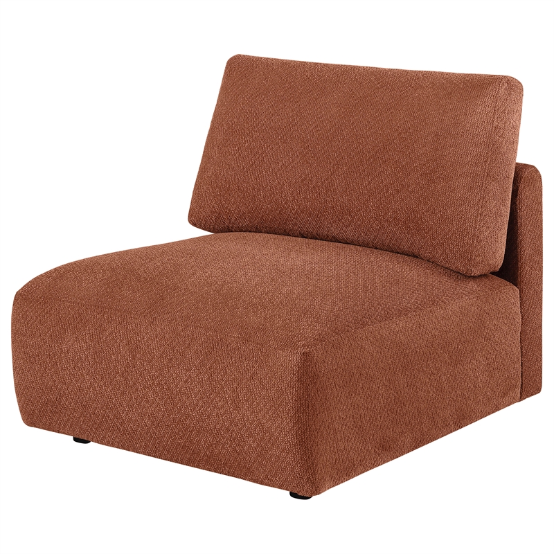 Pemberly Row Chenille Upholstered Modular Armless Chair in Coral