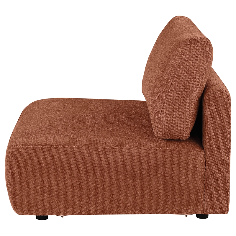 Pemberly Row Chenille Upholstered Modular Armless Chair in Coral