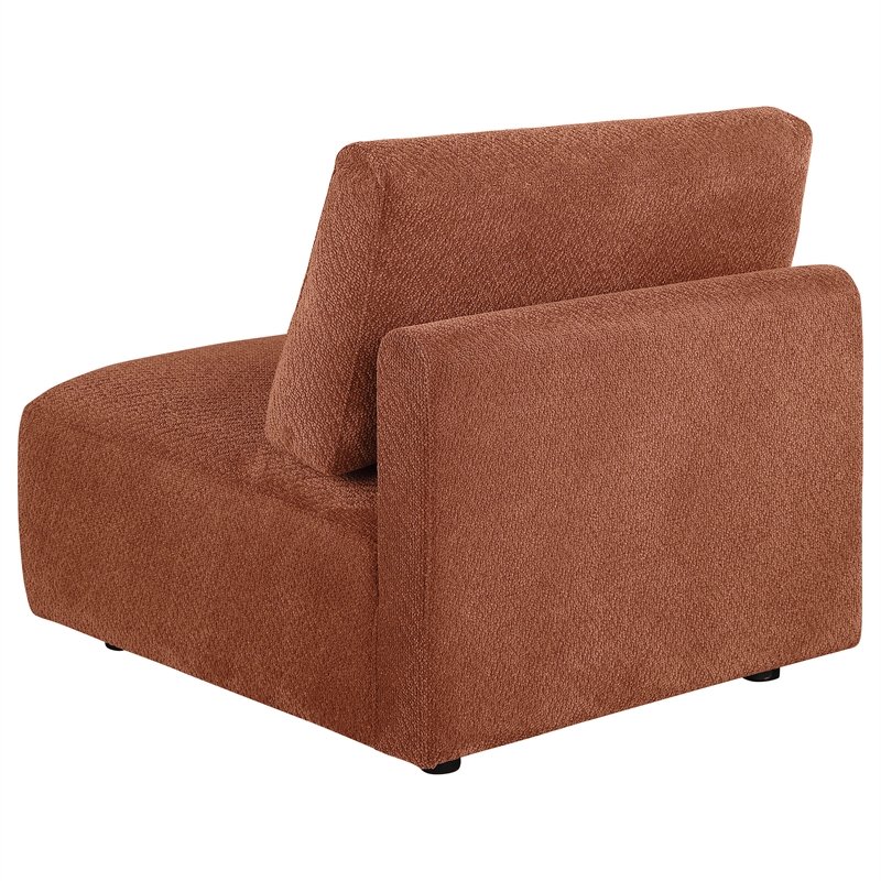 Pemberly Row Chenille Upholstered Modular Armless Chair in Coral