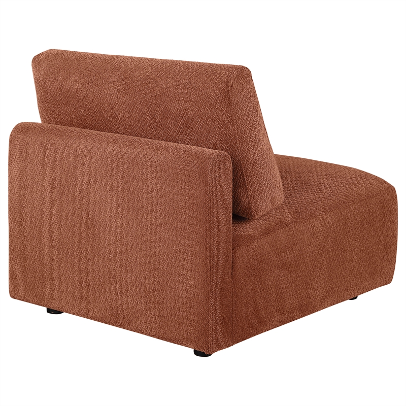 Pemberly Row Chenille Upholstered Modular Armless Chair in Coral