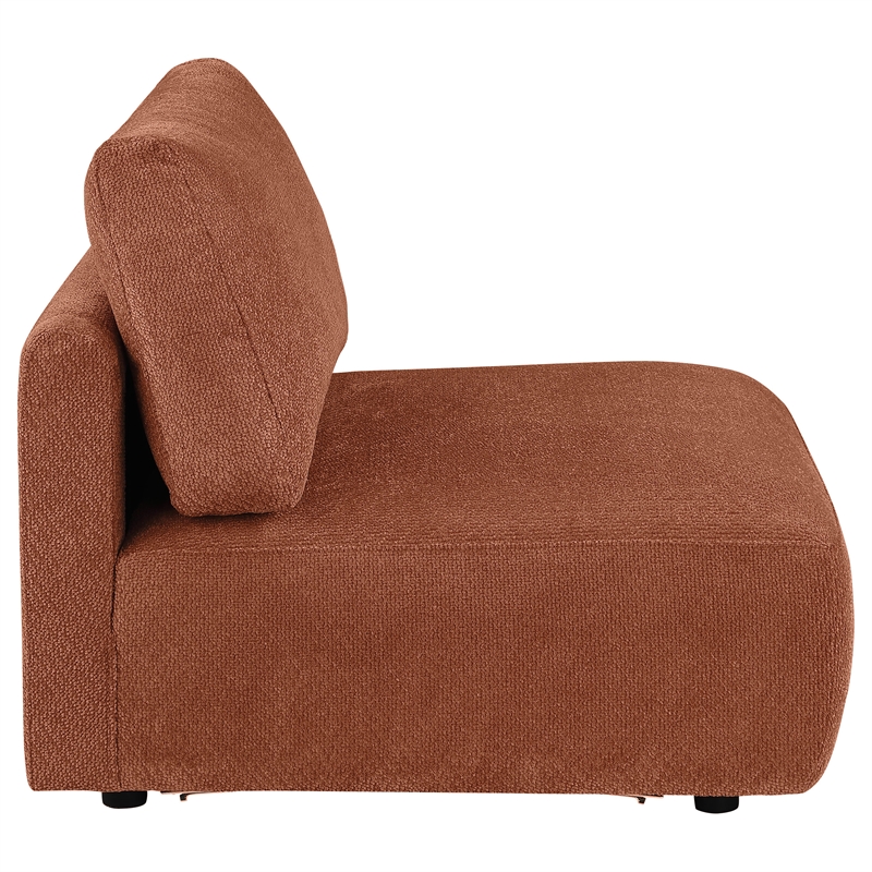 Pemberly Row Chenille Upholstered Modular Armless Chair in Coral