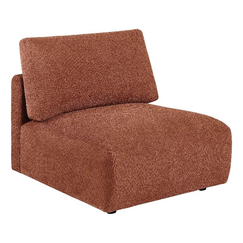 Pemberly Row Chenille Upholstered Modular Armless Chair in Coral